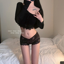 女纯欲无痕低腰提臀隐形防走光纯棉裆安全裤 法式 性感蕾丝平角内裤