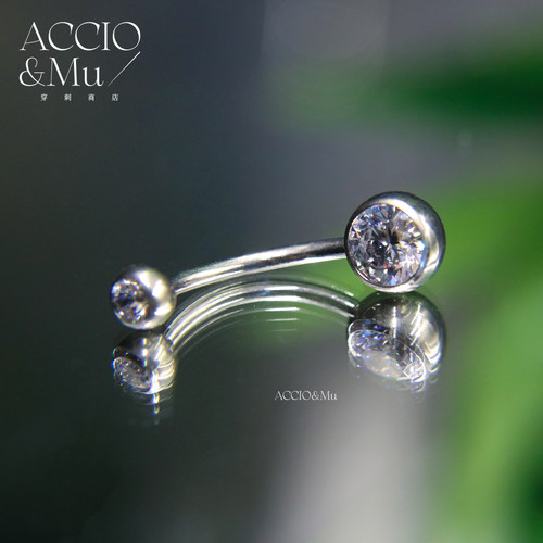 ACCIO&Mu进口钛合金5A锆石包边脐钉医用植入级辣妹养洞钻肚脐钉
