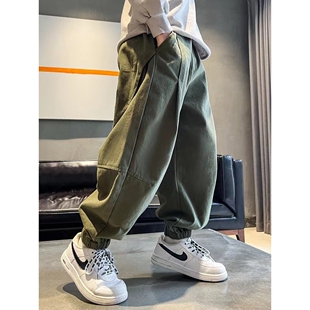 左西正男童裤子春秋新款时尚休闲儿童装潮酷男孩洋气炸街韩版工装