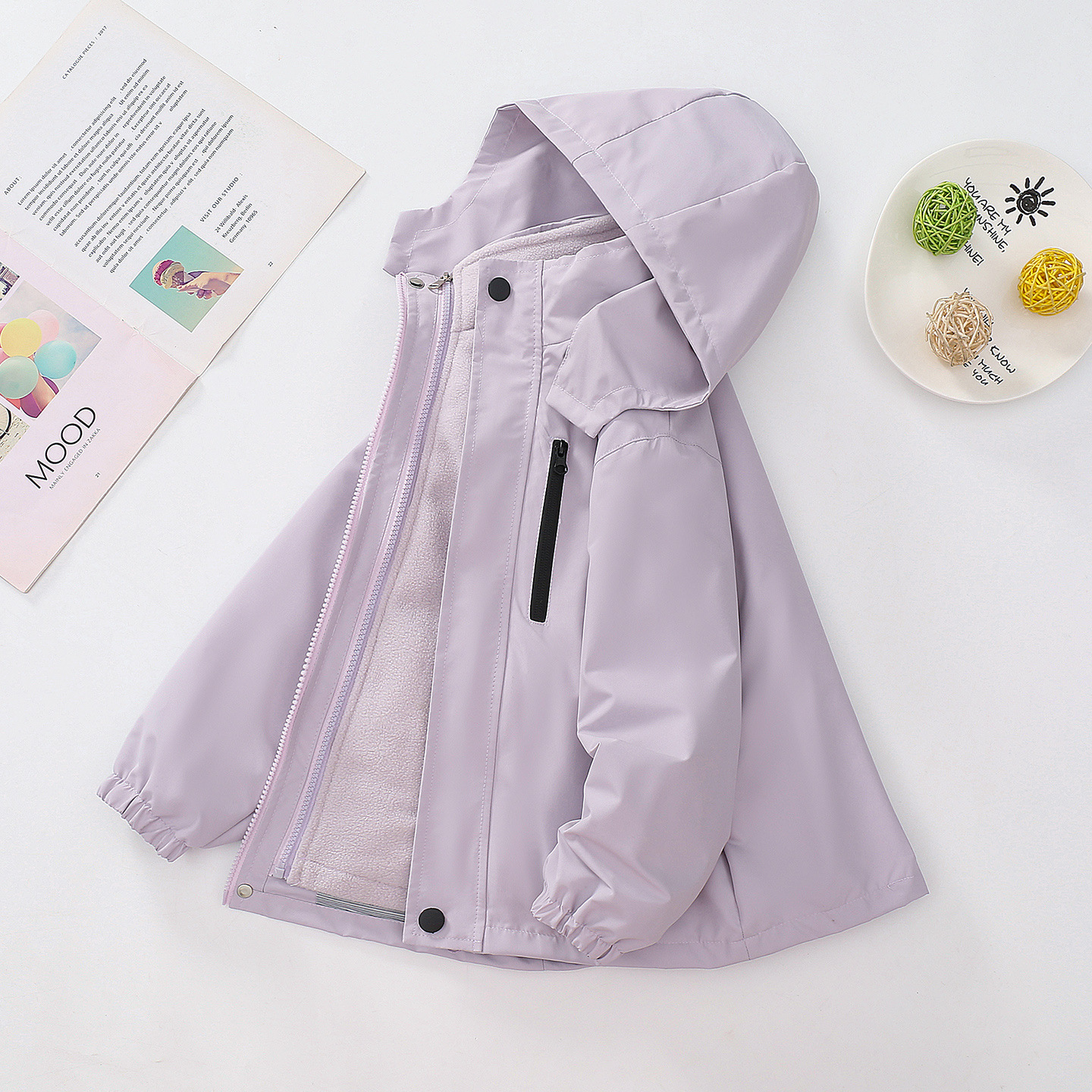 左西正童装儿童专业户外防水冲锋衣女孩三合一女童可拆卸加绒中大