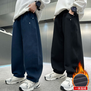 左西正童装男童裤子春秋季儿童运动裤加绒2026新款中大童洋气直筒