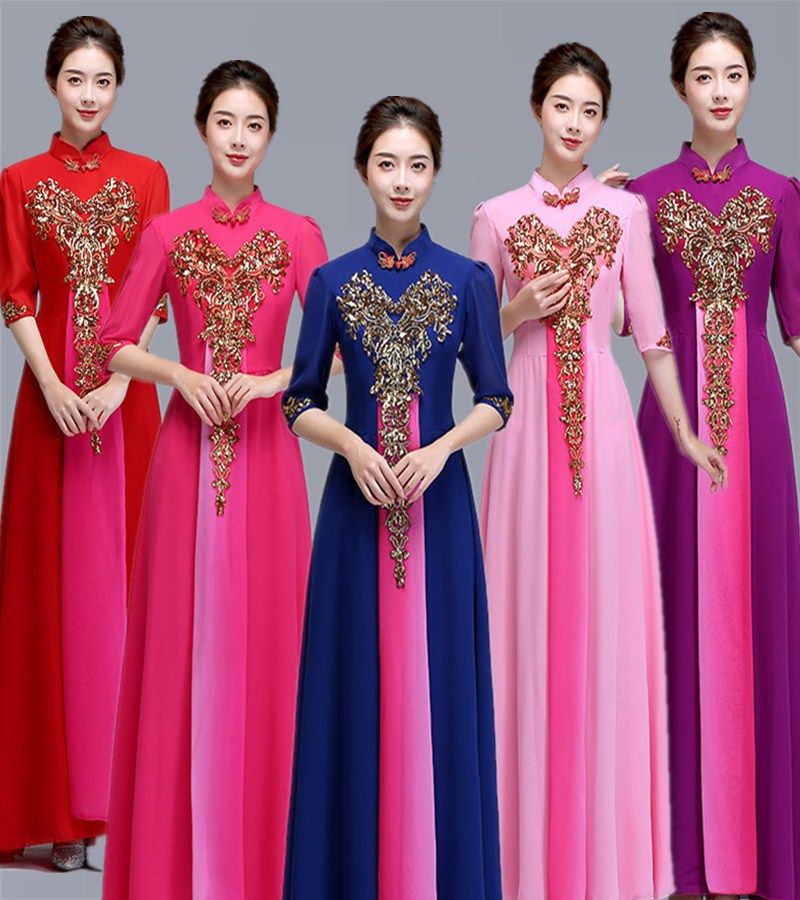 合唱服长裙成人大合唱服装演出服女国庆大摆裙迎宾中老年舞台服装在类目 女装/女士精品, 唐装/民族服装/舞台服装, 民族服装/舞台装中 - 来自Buy2taobao.com提供专业的淘宝代购服务