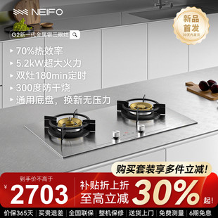NEIFO 内芙G2两眼燃气灶家用大面板猛火天然气大火力厨房灶具台式