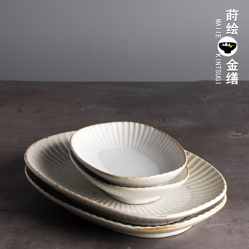 手工粗陶复古菜盘日式餐具