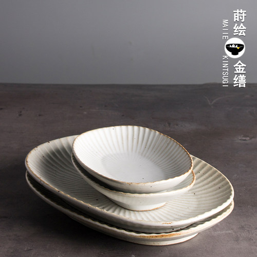 手工粗陶复古菜盘日式餐具