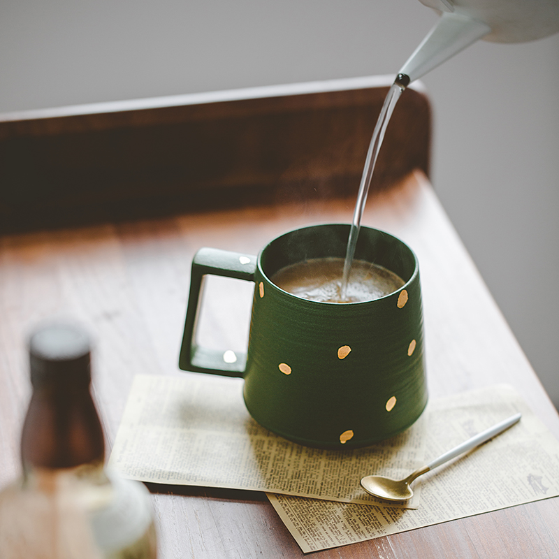 日式复古粗陶马克杯500ML大容量