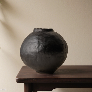 莳绘金缮中古风禅意不规则手工花瓶花盆花器酒店民宿茶室装饰摆件