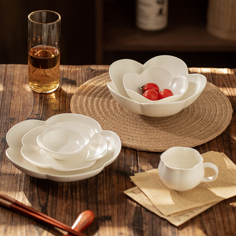 莳绘金缮2025新款花瓣碗碟套装