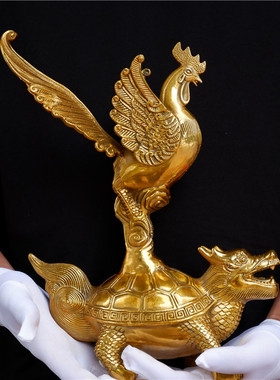 泰山开运金鸡龙龟家居摆件