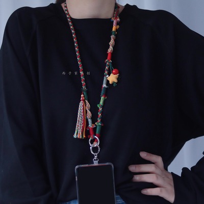 圣诞节拼色手机挂绳斜挎挂脖