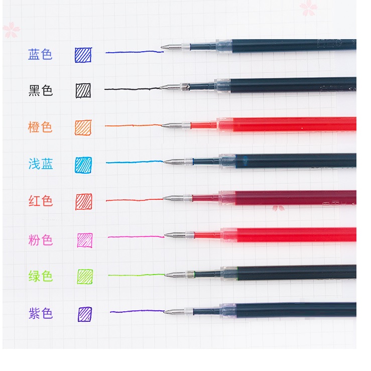 sw101彩色按动天蓝粉红中性笔芯