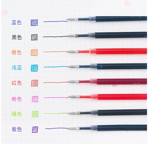 sw101彩色按动天蓝粉红中性笔芯