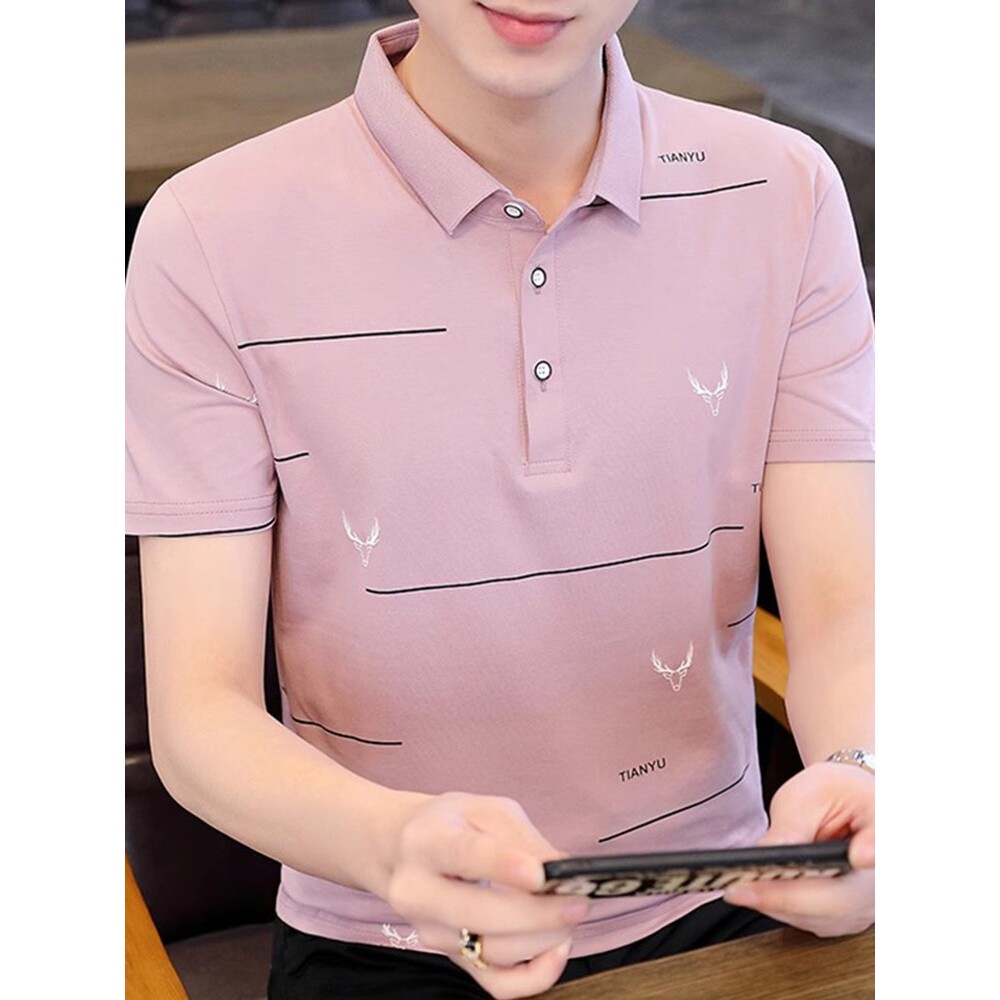2026新款潮流休闲纯棉衬衫男短袖POLO衫夏季帅气修身半袖男装t恤
