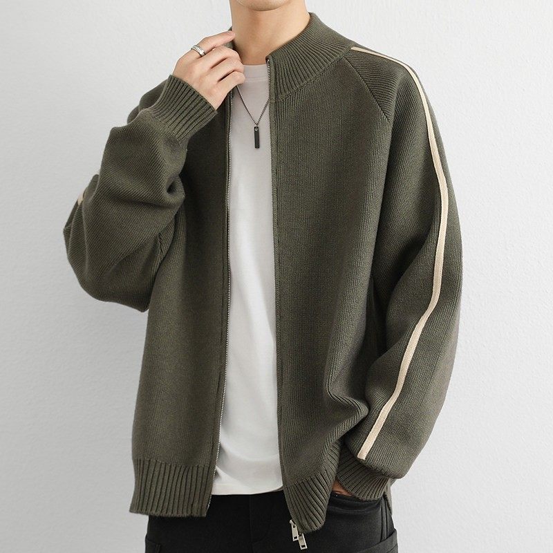 外套男针织开衫冬季高级感帅气宽松春秋装立领夹克男装毛衣上衣服