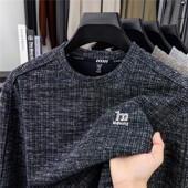 套头针织打底衫 T恤圆领时尚 卫衣休闲春秋薄上衣 长袖 轻奢简约男装