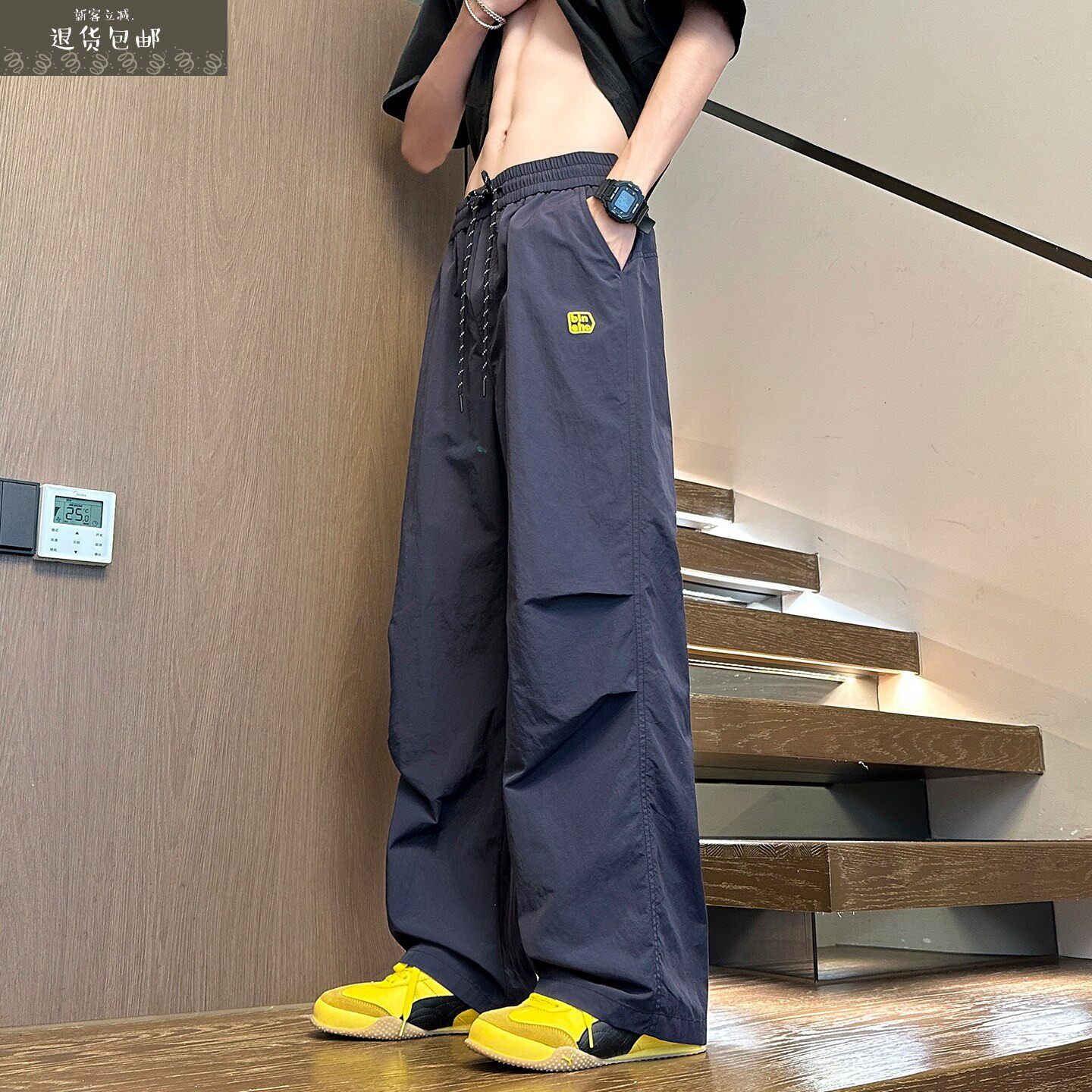 美式冲锋裤男生夏季薄款速干透气休闲长裤青少年学生运动直筒裤子