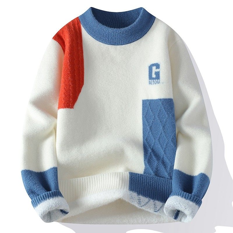 拼色半高领毛衣男秋冬季加绒加厚青少年初高中学生保暖针织打底衫,户外/登山/野营/旅行用品,作训外套/套装/野战套装,淘宝优惠券,粉丝福利购,淘宝优惠卷