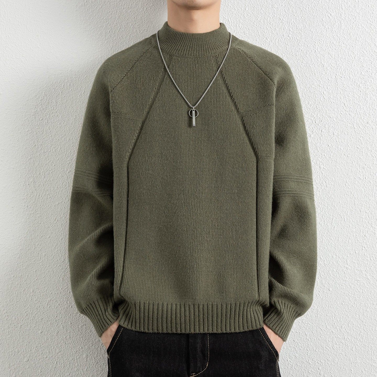 半高领毛衣男秋冬季2025新款针织衫男生内搭青少年保暖中领毛线衣