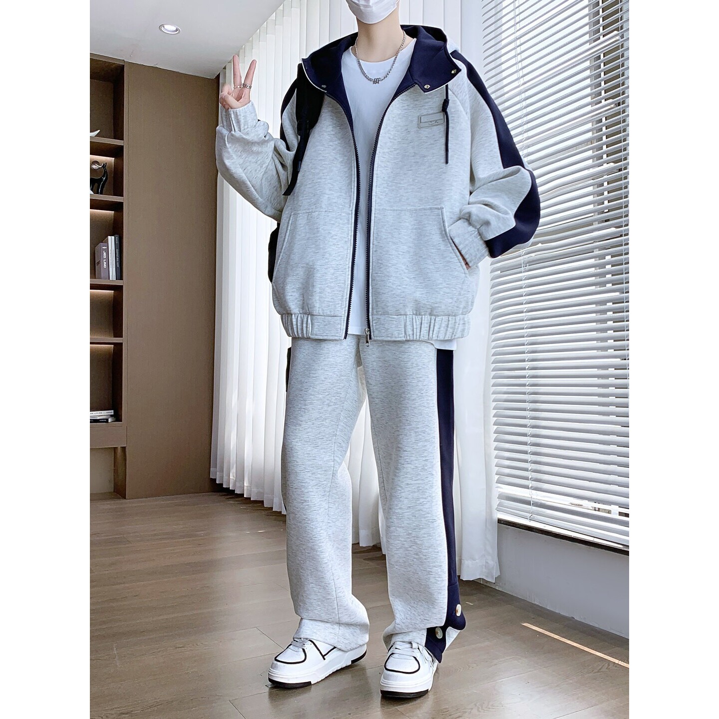 青少年秋季休闲运动服套装男时尚潮牌卫衣初高中学生痞帅穿搭一套