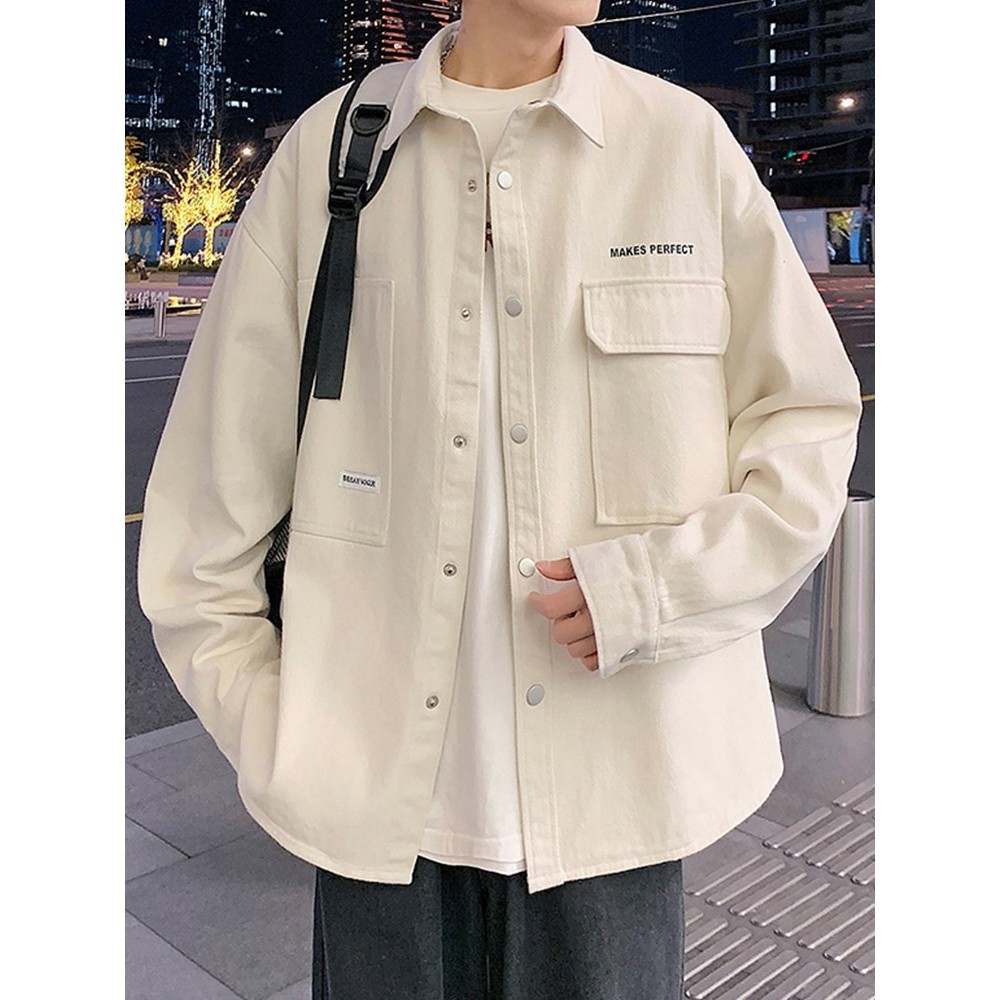 夹克男春秋季潮牌日系宽松衬衫领工装上衣服男青少年潮牌休闲外套,运动/瑜伽/健身/球迷用品,篮球服,淘宝优惠券,粉丝福利购,淘宝优惠卷