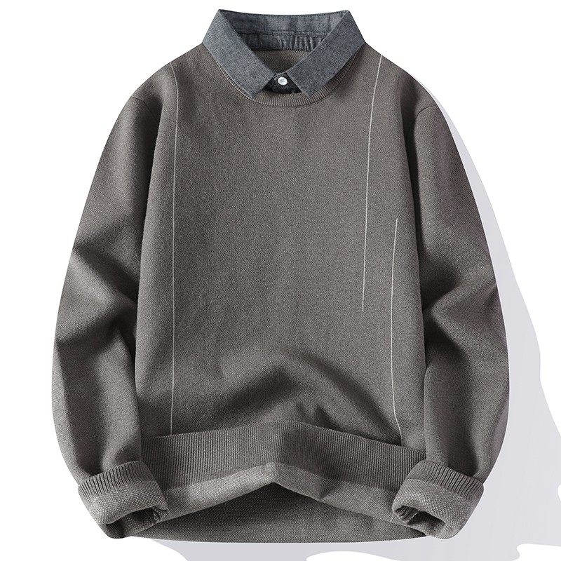 衬衫领毛衣男秋冬季2024新款潮牌打底针织衫男装高级感假两件线衣,户外/登山/野营/旅行用品,作训外套/套装/野战套装,淘宝优惠券,粉丝福利购,淘宝优惠卷