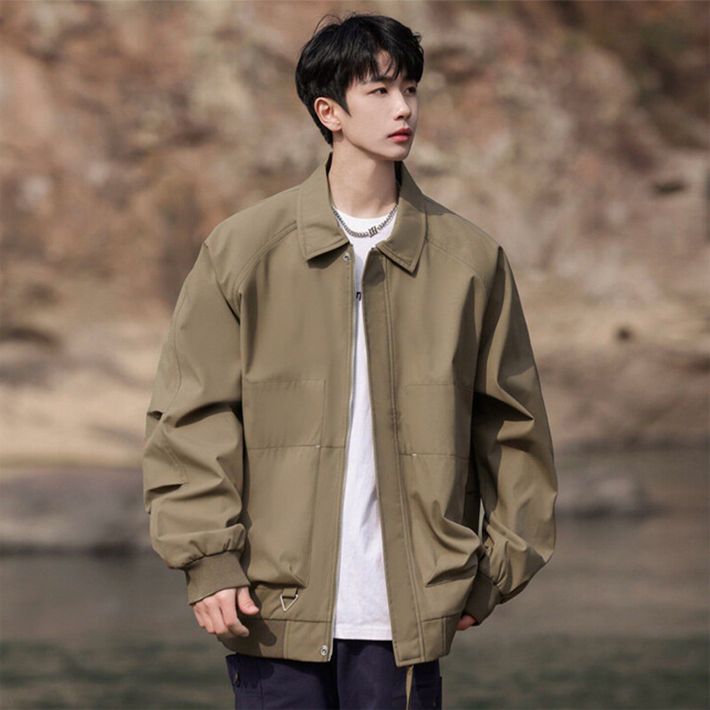 佐菲利翻领外套男春秋季巴恩风春装潮流休闲衣服青少年谷仓夹克男