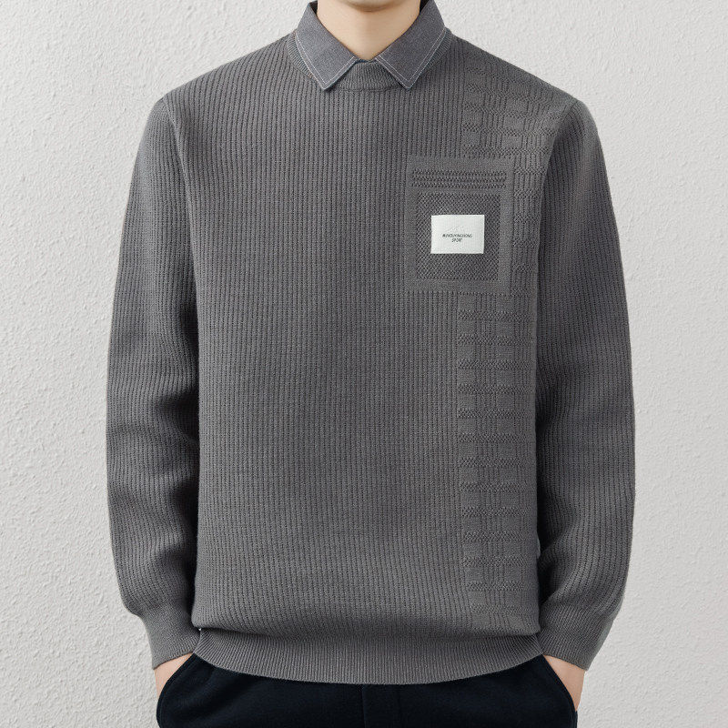 高端一体加绒假两件毛衣男士衬衫领秋冬季保暖加厚内搭打底针织衫,户外/登山/野营/旅行用品,作训外套/套装/野战套装,淘宝优惠券,粉丝福利购,淘宝优惠卷