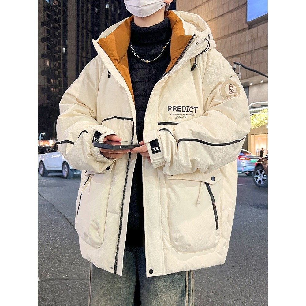 冬季外套男连帽2025新款羽绒棉服男加绒加厚冬天棉衣青少年棉袄子