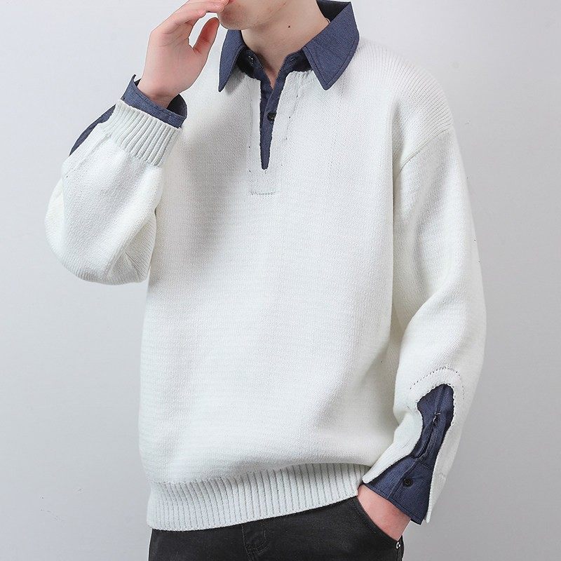 设计师款假两件毛衣男冬季2024新款衬衫领针织衫男士加厚保暖线衣,户外/登山/野营/旅行用品,作训外套/套装/野战套装,淘宝优惠券,粉丝福利购,淘宝优惠卷