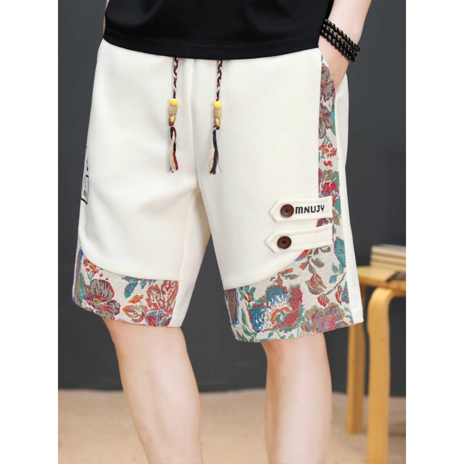 夏季冰丝薄款速干短裤男潮牌中国风运动四分裤宽松休闲五分中裤子