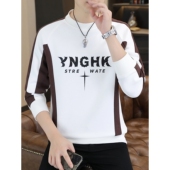 春秋款 打底衫 2026新款 秋装 无帽圆领T恤潮流拼色保暖长袖 卫衣男款