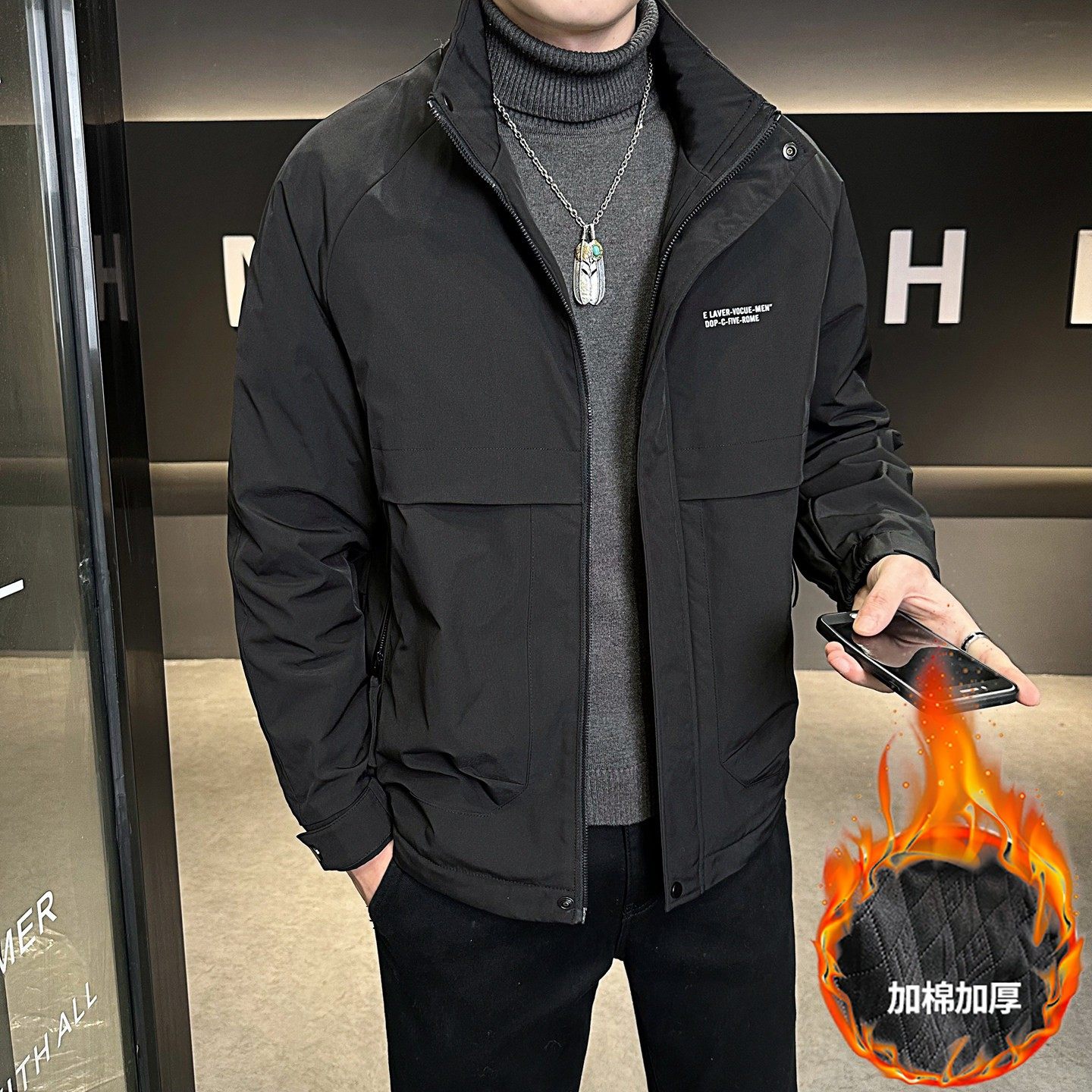 2025秋冬季新款二棉男装立领外套夹棉加厚保暖宽松工装夹克男棉服,运动服/休闲服装,运动套装,淘宝优惠券,粉丝福利购,淘宝优惠卷