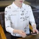 新款 休闲印花青年打底衫 纯棉长袖 翻领POLO衫 上衣 T恤男士 2025秋季