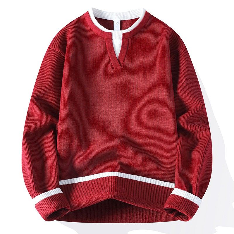 红色假两件双层V领毛衣男冬款本命年蛇年针织衫青少年冬装上衣服,户外/登山/野营/旅行用品,作训外套/套装/野战套装,淘宝优惠券,粉丝福利购,淘宝优惠卷