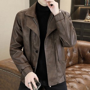 皮夹克男士皮毛一体加绒加厚外套痞帅2025新款冬季机车皮衣
