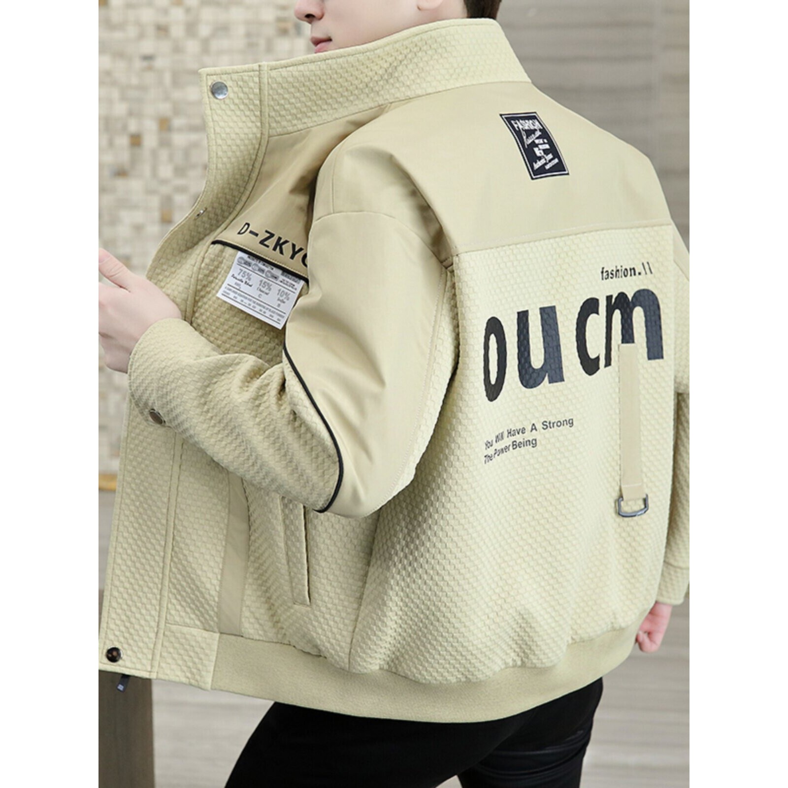 潮牌痞帅立领夹克男款春秋外套2026新款高端肌理感男装秋装上衣服