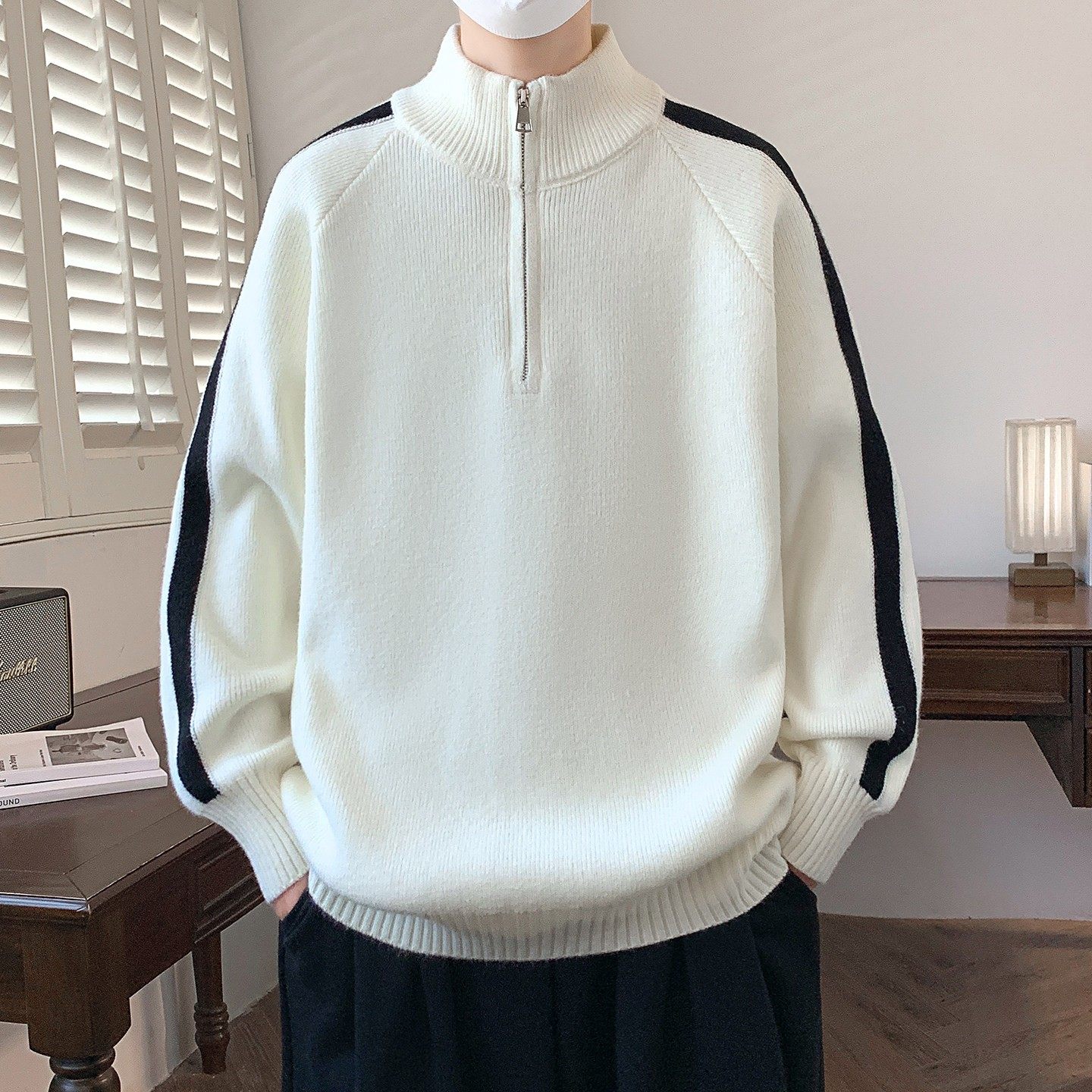 青少年秋冬款半拉链毛衣男孩初中学生保暖线衣大童立领针织打底衫,运动/瑜伽/健身/球迷用品,篮球服,淘宝优惠券,粉丝福利购,淘宝优惠卷