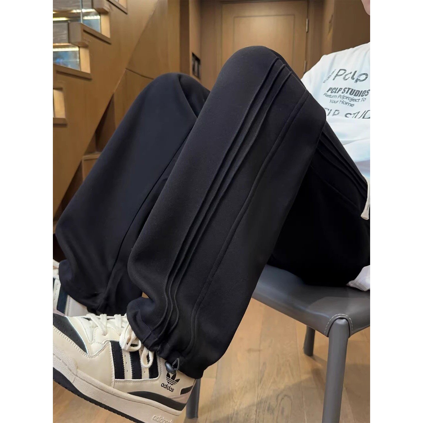 春秋款阔腿直筒裤子男孩初中高中学生青少年帅气大童休闲运动长裤