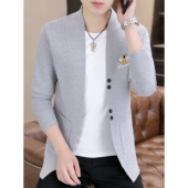 潮流休闲线衣外套青少年刺绣上衣潮牌 2026春秋季 毛衣针织开衫 男士