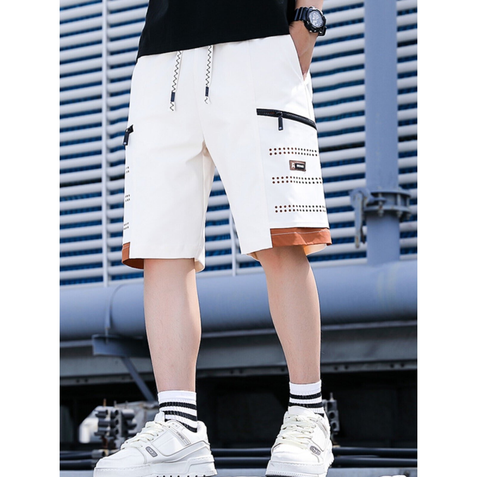 沙滩短裤男夏季篮球跑步运动五分裤外穿薄款潮牌直筒宽松休闲中裤