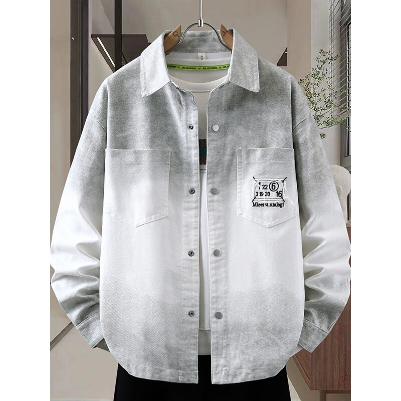 美式潮牌牛仔外套男士2026新款春秋季衬衫式痞帅翻领男装夹克上衣