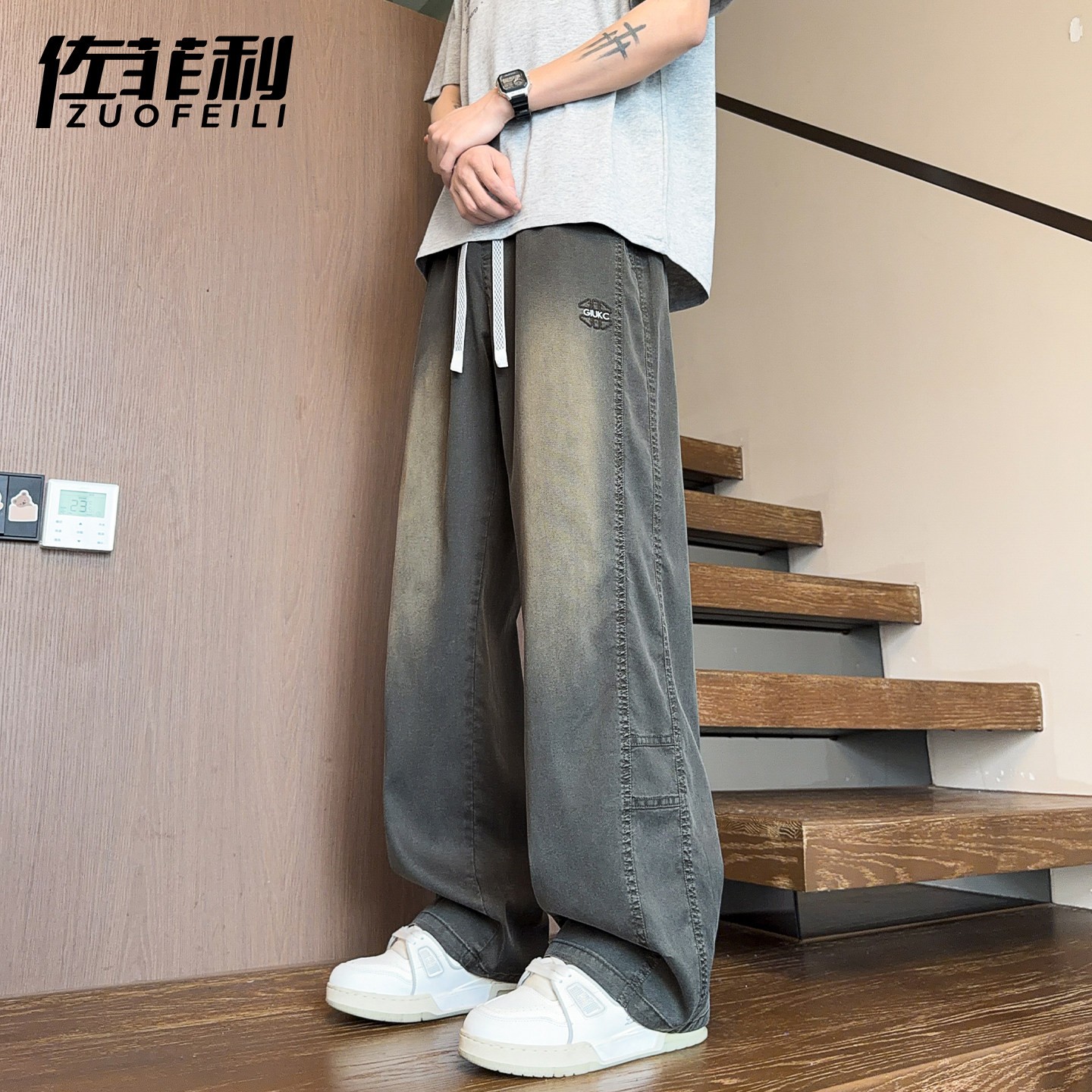 莱赛尔牛仔裤男春夏季新款冰丝宽松直筒休闲薄裤子男垂感阔腿长裤