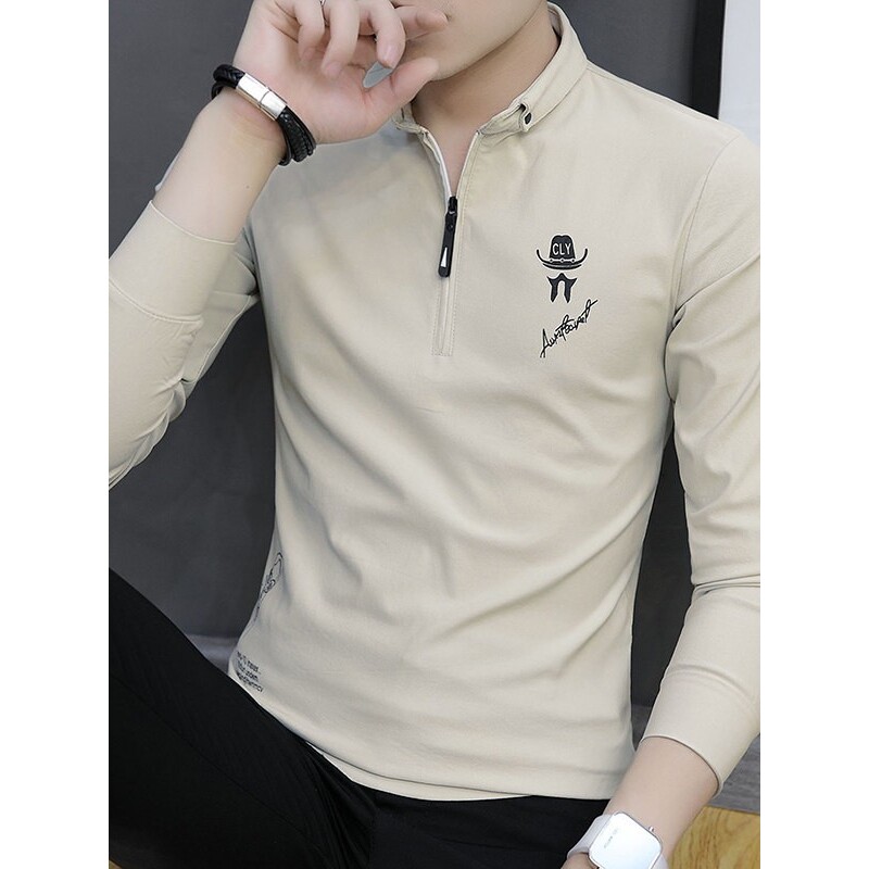 男士长袖t恤立领薄款2026新款韩版修身休闲潮流潮牌春秋季打底衫