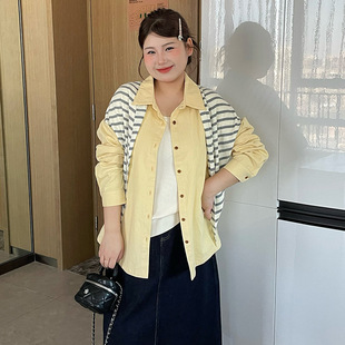 乃粒大码女装百搭通勤衬衫polo领外套26春胖mm宽松休闲上衣NW1389