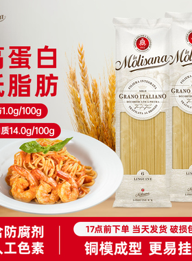 Molisana茉莉莎娜直条扁身形意大利面条500g 进口意粉意面通心粉