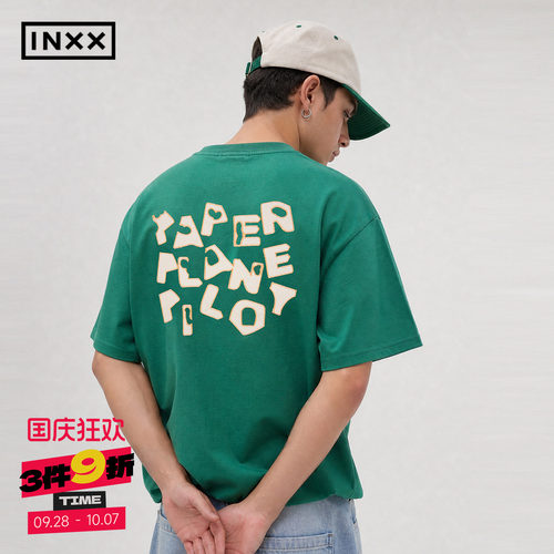 INXX夏季宽松字母贴布绣T恤