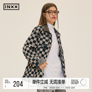 INXXStandby 棋盘格高街牛仔夹克男复古宽松翻领外套上衣女潮