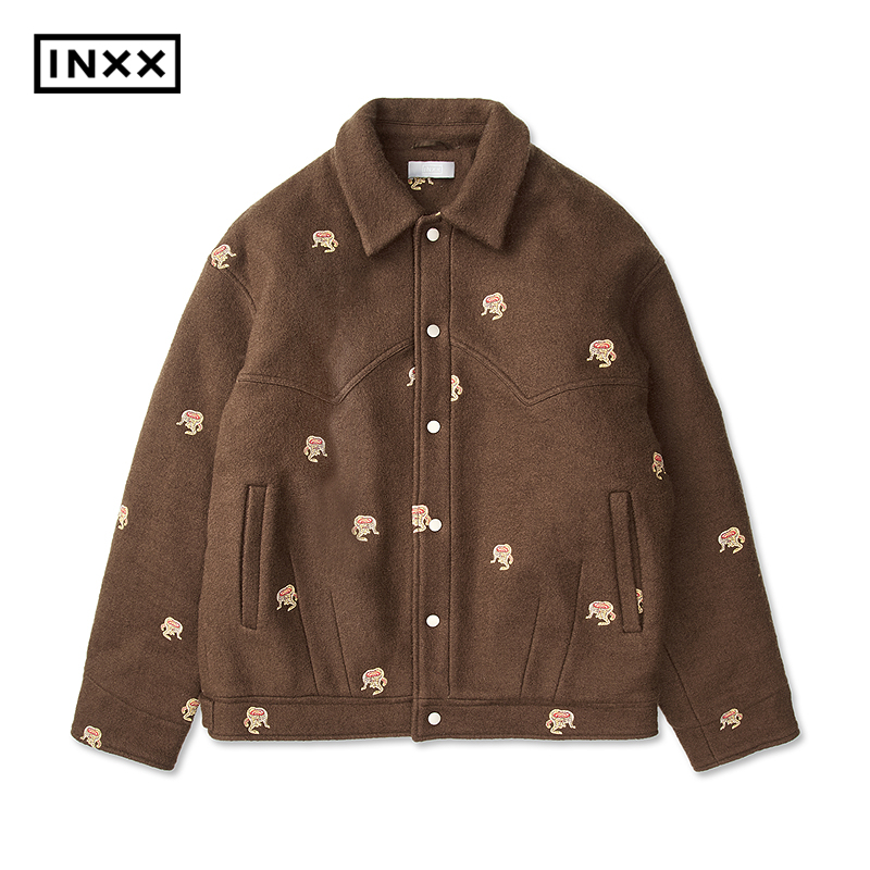 INXX潮流主题图案刺绣棉服保暖翻领外套男女同款XGF4161511