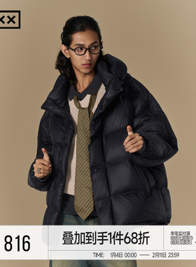 INXX时尚潮牌宽松连帽羽绒服男女同款加厚保暖面包服外套