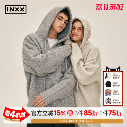宽松针织衫INXX男女情侣连帽毛衣